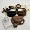 Solid PU Leather Crossbody Saddle Bag