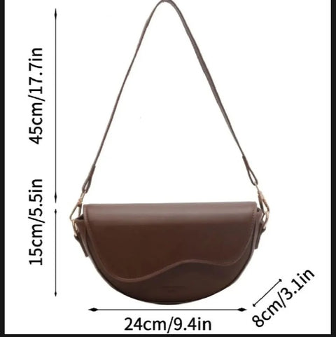 Solid PU Leather Crossbody Saddle Bag
