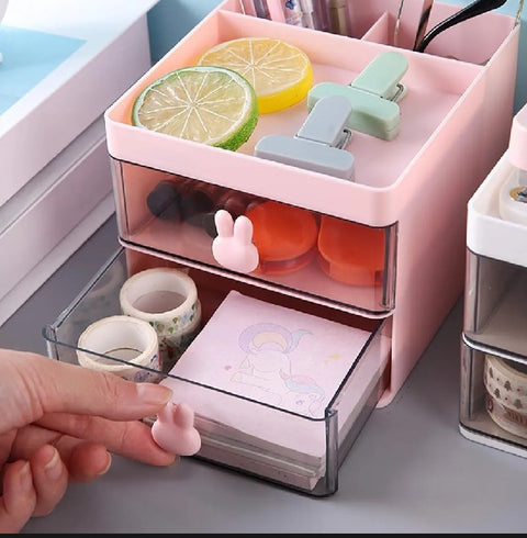 Small Rabbit Desk Organizer with 2 Drawers