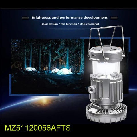 Solar camping lantern with fan