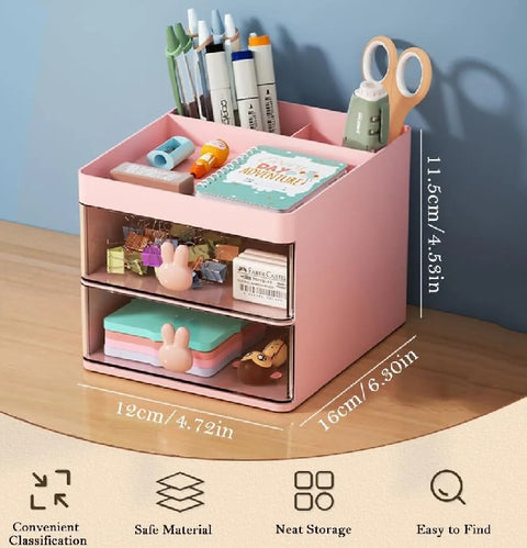 Small Rabbit Desk Organizer with 2 Drawers