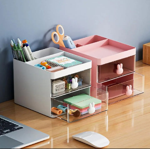Small Rabbit Desk Organizer with 2 Drawers