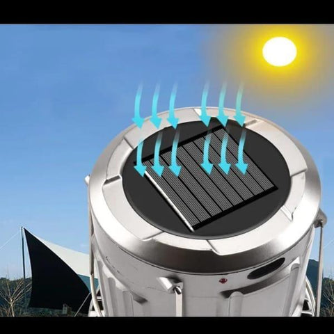 Solar camping lantern with fan